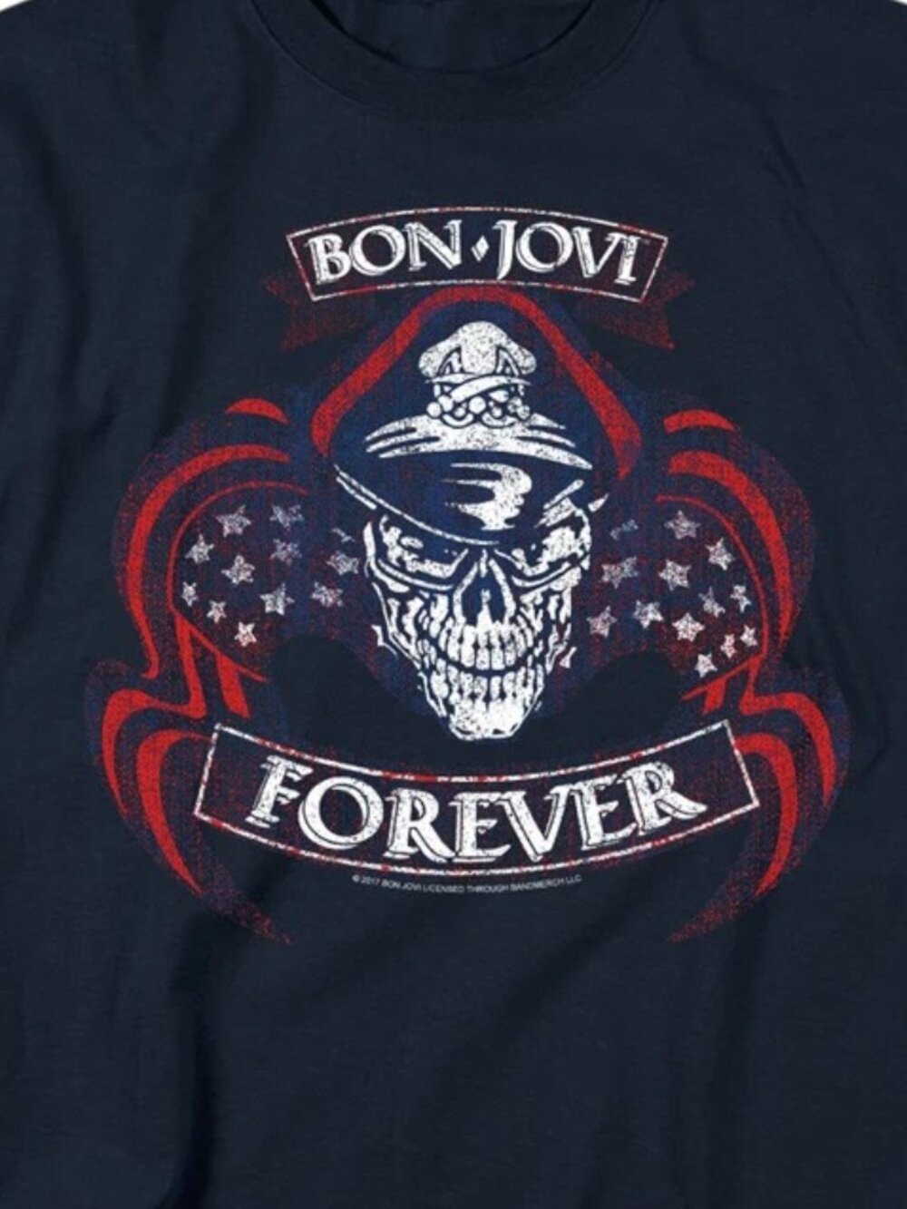 Bon Jovi - Forever Skull - Adult Unisex Short Sleeve T-Shirt - Picture 2 of 5